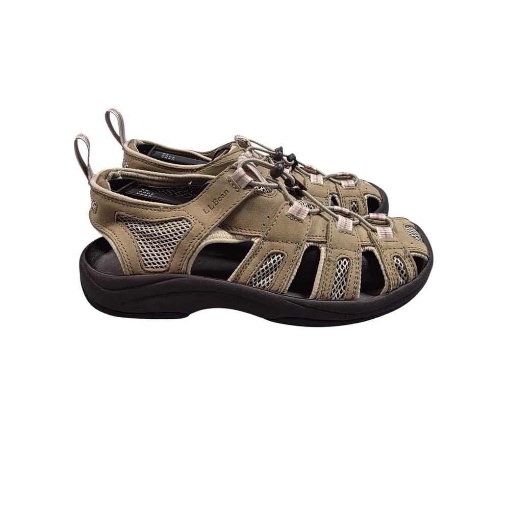 LL Bean Sport River Hiking Sandals Womens 9.5 Tan Pink Mesh 0FXK5 04 VN05455
